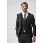 ALTINYILDIZ CLASSICS Erkek Siyah Slim Fit Dar Kesim Mono Yaka Yünlü Yelekli Su ve Leke Tutmayan Nano Takım Elbise - 46 - 6 Drop
