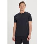 ALTINYILDIZ CLASSICS Erkek Siyah Slim Fit Dar Kesim Pamuklu Bisiklet Yaka Tişört, Siyah, S
