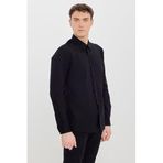 Altınyıldız Classics Erkek Siyah Slim Fit Dar Kesim Pamuklu Klasik Yaka Gömlek