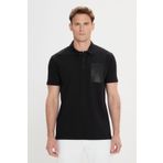 ALTINYILDIZ CLASSICS Erkek Siyah Slim Fit Dar Kesim%100 Pamuk Baskılı Polo Yaka Tişört