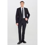 ALTINYILDIZ CLASSICS Erkek Siyah Slim Fit Kırlangıç Yaka Çizgili Esnek Takım Elbise