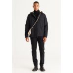 Altınyıldız Classics Erkek Siyah Standart Fit Normal Kesim Kapüşonlu Yan Cepli Mont - 2XL