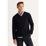 ALTINYILDIZ CLASSICS Erkek Siyah Standart Fit Normal Kesim V Yaka Pamuklu Triko Kazak - 3XL