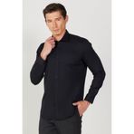 ALTINYILDIZ CLASSICS Erkek Siyah Ütü Gerektirmeyen Non-Iron Slim Fit %100 Pamuk Gömlek