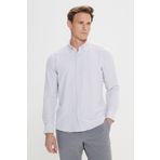 ALTINYILDIZ CLASSICS Erkek Taş Slim Fit Dar Kesim Düğmeli Yaka %100 Pamuk Gömlek