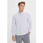 ALTINYILDIZ CLASSICS Erkek Taş Slim Fit Dar Kesim Düğmeli Yaka%100 Pamuk Gömlek, Taş, S