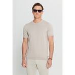 Altınyıldız Classics Erkek Vizon %100 Pamuk Standart Fit Normal Kesim Bisiklet Yaka Triko Tişört - 2XL