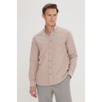 Altınyıldız Classics Erkek Vizon Düğmeli Yaka Tailored Slim Fit Oxford Gömlek - 2XL