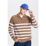Altınyıldız Classics Erkek Vızon-ekru Yünlü Standart Fit Normal Kesim Dik Bato Yaka Triko Kazak - Vizon - Ekru - 2XL