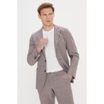 Altınyıldız Classics Erkek Vizon Slim Fit Mono Yaka Beli Bağlamalı Desenli Takım Elbise - 6 Drop - 52