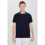 Altınyıldız Classics Erkek Yeşil-Lacivert %100 Pamuk Slim Fit Dar Kesim Polo Yaka Tişört - Yeşil - Lacivert - XL