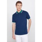 Altınyıldız Classics Erkek Yeşil-Lacivert Regular Fit Geniş Kesim Polo Yaka %100 Pamuk Tişört - Yeşil - Lacivert - 2XL