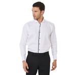 ALTINYILDIZ CLASSICS Slim Fit Dar Kesim %100 Pamuk Ata Yaka Gömlek, Renk Beyaz-Siyah, Beden L