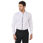 ALTINYILDIZ CLASSICS Slim Fit Dar Kesim %100 Pamuk Ata Yaka Gömlek, Renk Beyaz-Siyah, Beden M