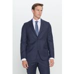 ALTINYILDIZ CLASSICS Slim Fit Dar Kesim Kırlangıç Yaka%100 Yünlü Çizgili Takım Elbise, Lacivert, 48-6 Drop