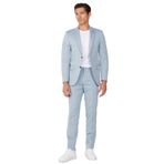 ALTINYILDIZ CLASSICS Slim Fit Dar Kesim Mono Yaka Diyagonal Desenli Pamuklu Takım Elbise, Renk Mavi, Beden 48-6 Drop