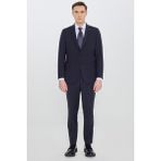 Altınyıldız Classics Slim Fit Dar Kesim Mono Yaka Kapak Cepli Desenli Esnek Lacivert Takım Elbise - 6 Drop - 58
