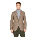 ALTINYILDIZ CLASSICS Slim Fit Dar Kesim Mono Yaka Kareli Yünlü Ceket, Renk Kahverengi-Bej, Beden 50-6 Drop