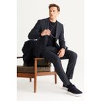 Altınyıldız Classics Slim Fit Dar Kesim Mono Yaka Yünlü Desenli Takım Elbise - Lacivert - 46 / 6