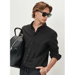 ALTINYILDIZ CLASSICS Slim Fit Düğmeli Yaka Oxford Gömlek, S, 5002867054, Siyah, Erkek