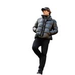 ALTINYILDIZ CLASSICS Standart Fit Normal Kesim Dik Yaka Su ve Soğuk Geçirmez Isı tutucu Parlak Mont, Renk Siyah, Beden 2XL