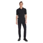 ALTINYILDIZ CLASSICS Standart Fit Normal Kesim Polo Yaka Jakarlı Triko Tişört, Renk Siyah, Beden S