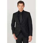 ALTINYILDIZ CLASSICS Su Geçirmez Slim Fit Dar Kesim Mono Yaka Yünlü Nano Takım Elbise, Renk Siyah, Beden 48-6 Drop