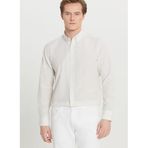 ALTINYILDIZ CLASSICS Tailored Fit Düğmeli Yaka Beyaz-Bej Gömlek, XL, 5003307602, Beyaz - Bej, Erkek