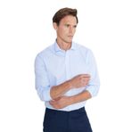 ALTINYILDIZ CLASSICS Ütü Gerektirmeyen Slim Fit Dar Kesim Klasik Yaka %100 Pamuk Desenli Non-Iron Gömlek, Renk Beyaz-Mavi, Beden L