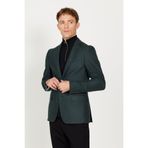 ALTINYILDIZ CLASSICS Yeşil Slim Fit Dar Kesim Mono Yaka Desenli Yünlü Blazer Ceket