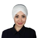 Altobeh Çapraz Dış Tesettür Bonesi Penye, Ekru