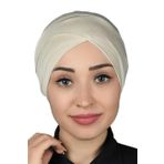 Altobeh Çapraz Dış Tesettür Bonesi Penye, Krem
