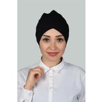 Altobeh Çapraz Dış Tesettür Bonesi Penye, Siyah