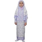 Altobeh Çocuk Namaz Takımı Pratik Iki Parça Desenli Kollu Tak Çıkar Başörtülü Likralı Tesettür Elbise (6-12 Yaş) 901-0301 - Mor - 6 Yaş
