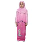 Altobeh Çocuk Namaz Takımı Pratik Tek Parça Desenli Kollu Tak Çıkar Başörtülü Likralı Tesettür Elbise (6-12 Yaş) 925-0201, Koyu Pembe, 12