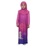 Altobeh Çocuk Namaz Takımı Pratik Tek Parça Desenli Kollu Tak Çıkar Başörtülü Likralı Tesettür Elbise (6-12 Yaş) 925-0201, Koyu Pembe, 4