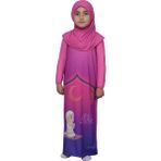 Altobeh Çocuk Namaz Takımı Pratik Tek Parça Desenli Kollu Tak Çıkar Başörtülü Likralı Tesettür Elbise (6-12 Yaş) 925-0201 - Koyu Pembe - 8 Yaş