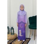 Altobeh Çocuk Namaz Takımı Pratik Tek Parça Desenli Kollu Tak Çıkar Başörtülü Likralı Tesettür Elbise (6-12 Yaş) 925-0201 - Mor - 10 Yaş