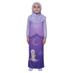 Altobeh Çocuk Namaz Takımı Pratik Tek Parça Desenli Kollu Tak Çıkar Başörtülü Likralı Tesettür Elbise (6-12 Yaş) 925-0201, Mor, 4
