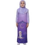 Altobeh Çocuk Namaz Takımı Pratik Tek Parça Desenli Kollu Tak Çıkar Başörtülü Likralı Tesettür Elbise (6-12 Yaş) 925-0201 - Mor - 8 Yaş