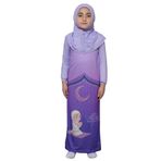 Altobeh Çocuk Namaz Takımı Pratik Tek Parça Desenli Kollu Tak Çıkar Başörtülü Likralı Tesettür Elbise (6-12 Yaş) 925-0201, Mor, 8