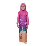 Altobeh Çocuk Namaz Takımı Pratik Tek Parça Desenli Kollu Tak Çıkar Başörtülü Likralı Tesettür Elbise (6-12 Yaş) 925-0301, Koyu Pembe, 12