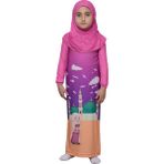 Altobeh Çocuk Namaz Takımı Pratik Tek Parça Desenli Kollu Tak Çıkar Başörtülü Likralı Tesettür Elbise (6-12 Yaş) 925-0301 - Koyu Pembe - 8 Yaş