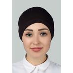Altobeh Hazır Pratik Geçmeli Lastikli Tesettür Bone - Koyu Kahverengi