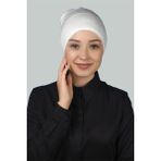 Altobeh Hazır Pratik Geçmeli Uzun Boru Tesettür Bonesi - Ekru - Standart