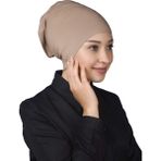 Altobeh Hazır Pratik Geçmeli Uzun Boru Tesettür Bonesi - Koyu Bej - Standart
