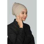 Altobeh Hazır Pratik Geçmeli Uzun Boru Tesettür Bonesi - Kum Beji - Standart