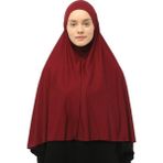 Altobeh Hazır Türban Peçeli Pratik Eşarp Tesettür Nikaplı Hijab - Namaz Örtüsü Sufle (3Xl) - Bordo - Standart