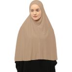 Altobeh Hazır Türban Peçeli Pratik Eşarp Tesettür Nikaplı Hijab - Namaz Örtüsü Sufle (3Xl) - Koyu Bej - Standart