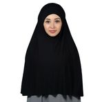 Altobeh Hazır Türban Peçeli Pratik Eşarp Tesettür Nikaplı Hijab - Namaz Örtüsü Sufle (3XL), Siyah